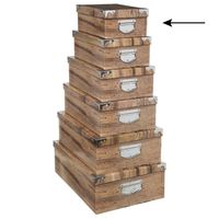 5Five Opbergdoos/box - 2x - Houtprint donker - L28 x B19.5 x H11 cm - Stevig karton - Treebox - Opbergbox
