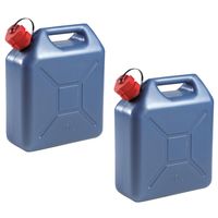 2x stuks kunststof jerrycans blauw voor brandstof 10 liter L29 x B15 x H35 cm - thumbnail