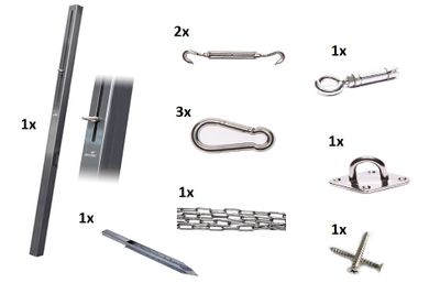 Platinum bevestigingsmaterialen schaduwdoek combinatiepakket 3