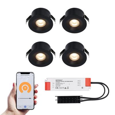 Set van 4 Cadiz Smart LED Mini Inbouwspots - Veranda spots - 12V 3W 200lm - Dimbaar - Wifi & Bluetooth - 2700K - IP44 waterdicht - Zwart