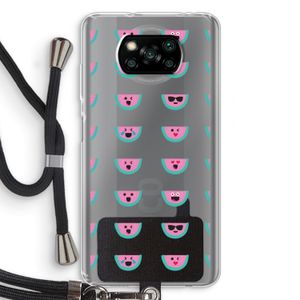 Smiley watermeloenprint: Xiaomi Poco X3 NFC Transparant Hoesje met koord