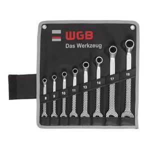 WGB Steekringsleutelset gebogen 10-22mm in roltas, 12-delig