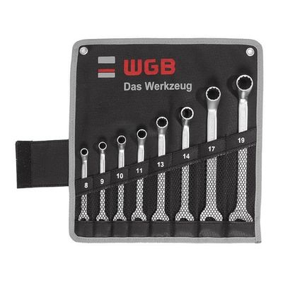 WGB Steekringsleutelset gebogen 10-22mm in roltas, 12-delig