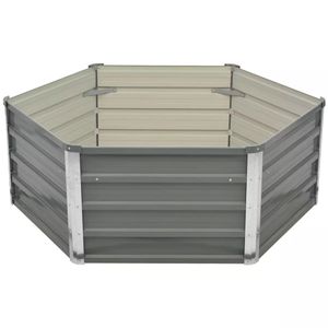 VidaXL Plantenbak verhoogd 129x129x46 cm gegalvaniseerd staal grijs