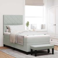 Boxspring bed met matras Lichtgrijs 100 x 200 cm Fluweel