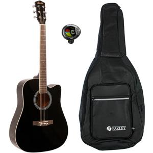 Fazley W40-BK akoestische western gitaar zwart + gigbag + stemapparaat