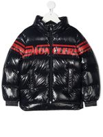 Moncler Enfant doudoune à logo imprimé - Bleu