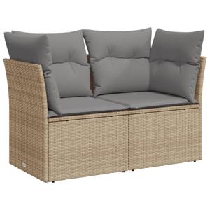 vidaXL Tuinbank 2-zits met kussens poly rattan beige