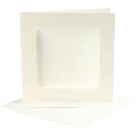 Creativ Company Passepartout kaarten, afmeting kaart 12,5x12,5 cm, afmeting envelop 13,5x13,5 cm, off-white, 10 set/ 1 doos