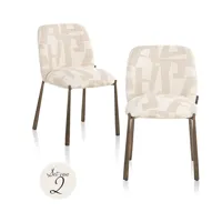 Eetkamerstoelen Lana beige graffic (set van 2)