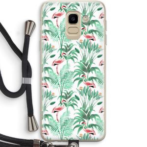 Flamingo bladeren: Samsung Galaxy J6 (2018) Transparant Hoesje met koord
