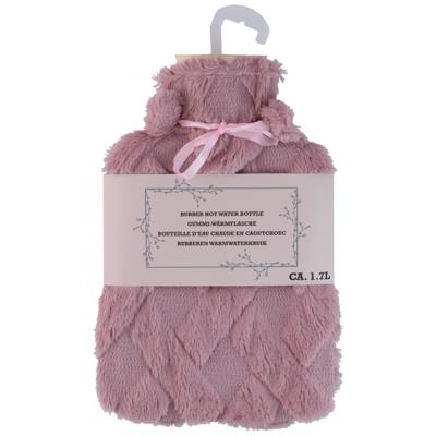 Warmwaterkruik - roze - 1,75L - fluffy pluche hoes - bedkruik - kruik - kruik met hoes