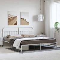 Bedframe met hoofdbord metaal wit 193x203 cm