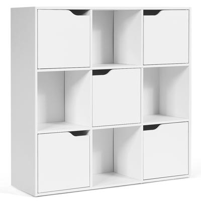 9-Kubus Opbergkast met Deuren Vrijstaande Houten Boekenkast Compartiment Weergave-Eenheid met 4 Kubussen en 5 Kasten