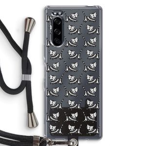 Zwarte poes: Sony Xperia 5 Transparant Hoesje met koord