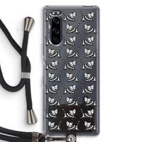 Zwarte poes: Sony Xperia 5 Transparant Hoesje met koord