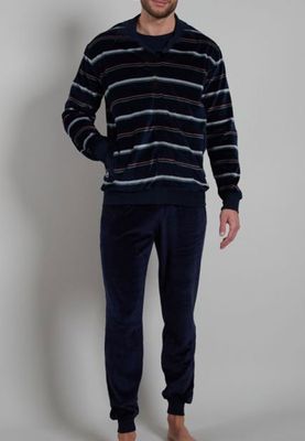 Gotzburg Pyjama Velours V-hals blauw