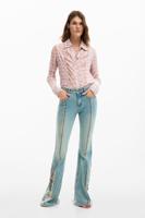 Jeans met bloemenstiksels - BLUE - 40