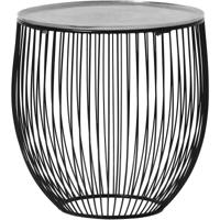 Ronde Bijzettafel Metaal 42cm - Zwart en Zilver Design