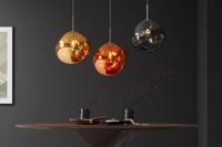 Ronde hanglamp LIQUID DIAMOND 35cm koperen glazen stalen bollamp - 46018