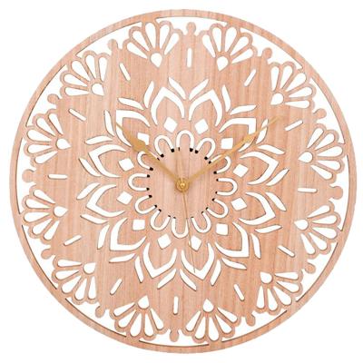 Ostaria Wandklok/muur klok Rosa - D50 cm - MDF - naturel - woonkamer/keuken