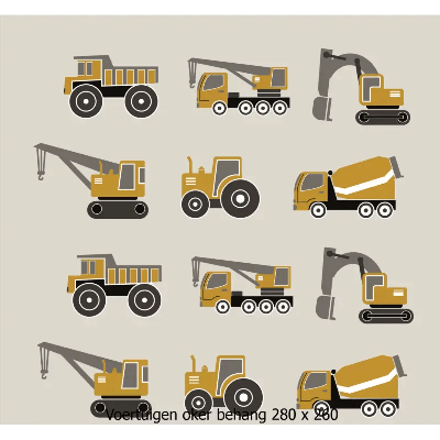 Designed4Kids wandvullend behang kinderkamer voertuigen oker-280 x 260 cm