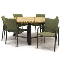 Tuinstoel Anzio dining Forest green met Basso 160 cm teaktafel