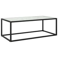 vidaXL Salontafel met wit marmerglas 100x50x35 cm zwart