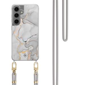Samsung Galaxy S24 Plus hoesje met grijs koord - Marmer grijs
