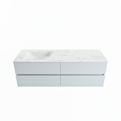 MONDIAZ VICA-DLUX 150cm badmeubel onderkast Clay 4 lades. Inbouw wastafel CLOUD links 1 kraangat, kleur Opalo.
