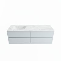 MONDIAZ VICA-DLUX 150cm badmeubel onderkast Clay 4 lades. Inbouw wastafel CLOUD links 1 kraangat, kleur Opalo.