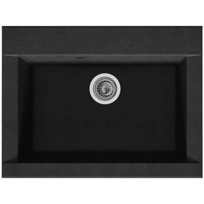 STRADOUR Ingebouwde gootsteen 1 kom zonder Hexo-afdruiprek - Hars - 66 x 50 cm - Zwart
