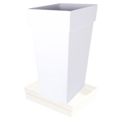 Bloempot Toscane vierkant kunststof wit L43 x B43 x H80 cm inclusief onderschaal L33 x B33 x H5 cm