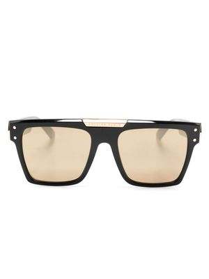 Philipp Plein Eyewear lunettes de soleil carrées à plaque logo - Noir