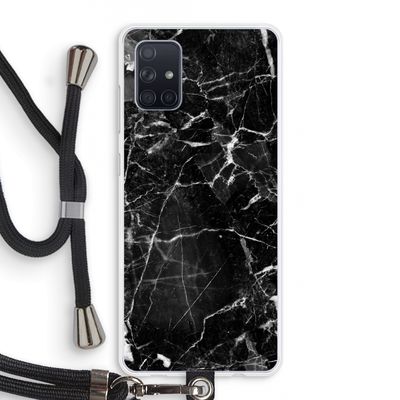 Zwart Marmer 2: Samsung Galaxy A71 Transparant Hoesje met koord