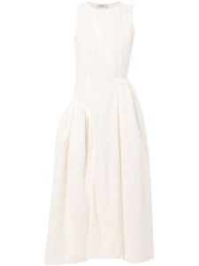 Goen.J robe mi-longue asymétrique à design plissé - Blanc