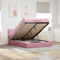 Ottoman bed met matras en LED's 140x190cm fluweel roze