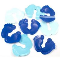Blauwe voetjes tafelconfetti XL voor geboorte versiering   -