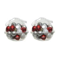 60x stuks kleine kunststof kerstballen rood/wit/zilver 3 cm