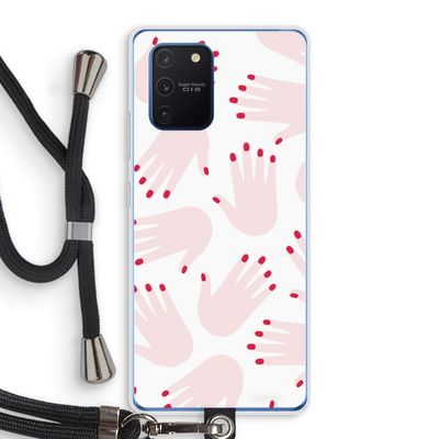 Hands pink: Samsung Galaxy Note 10 Lite Transparant Hoesje met koord