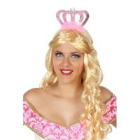 Atosa Prinses/koningin verkleed diadeem - roze kroon - Carnaval/themafeest