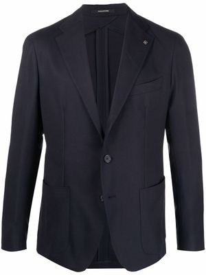 Tagliatore blazer en laine vierge à simple boutonnage - Bleu