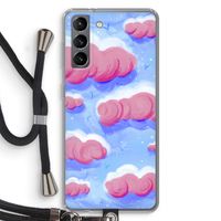 Roze wolken met vogels: Samsung Galaxy S21 Transparant Hoesje met koord