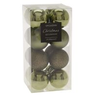 16x stuks kerstballen mix groen tinten kunststof 5 cm