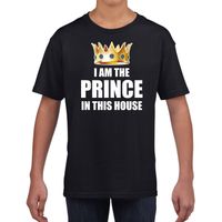 Im the prince in this house t-shirts voor thuisblijvers tijdens Koningsdag zwart jongens / kinderen XL (164-176)  - - thumbnail