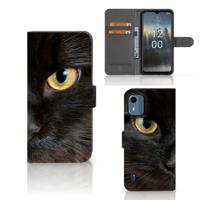 Nokia C12 | Telefoonhoesje | Met pasjeshouder | Zwarte Kat