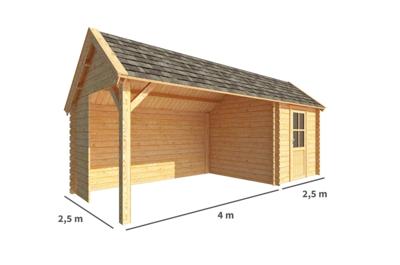 Blokhut met overkapping Michelle 650 cm bij 250 cm diep Kapschuurdak - Warentuin collection