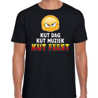 Funny emoticon t-shirt - Kut dag - kut muziek - kut feest - zwart - heren