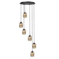 Castel 6 lichts amber hanglamp - thumbnail