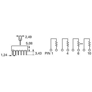 Bourns 4608X-102-102LF Weerstandsnetwerk 1 kΩ THT SIP-8 0.3 W 1 stuk(s)